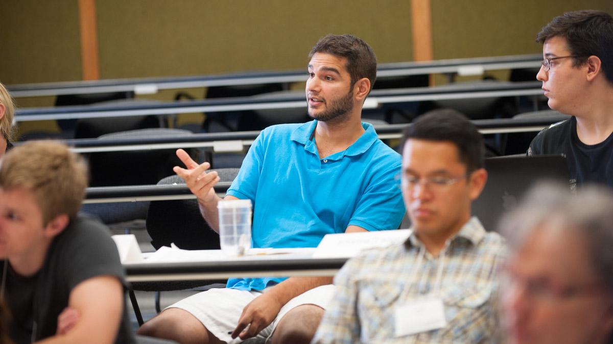 Students answering questions during class at the University of Idaho College of Law.